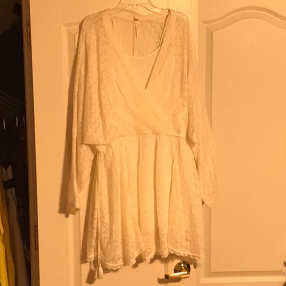 Free People White Lace Batwing Dress